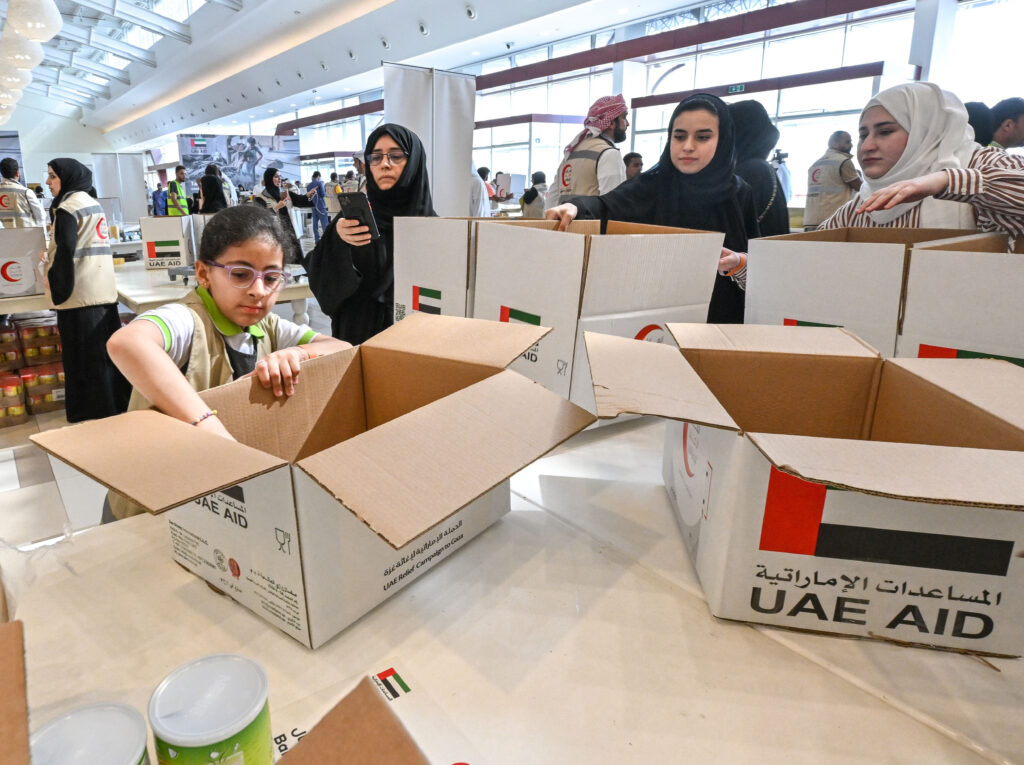 Dubai, Sharjah, and Abu Dhabi will all host groups with a target of creating 25,000 relief packages.