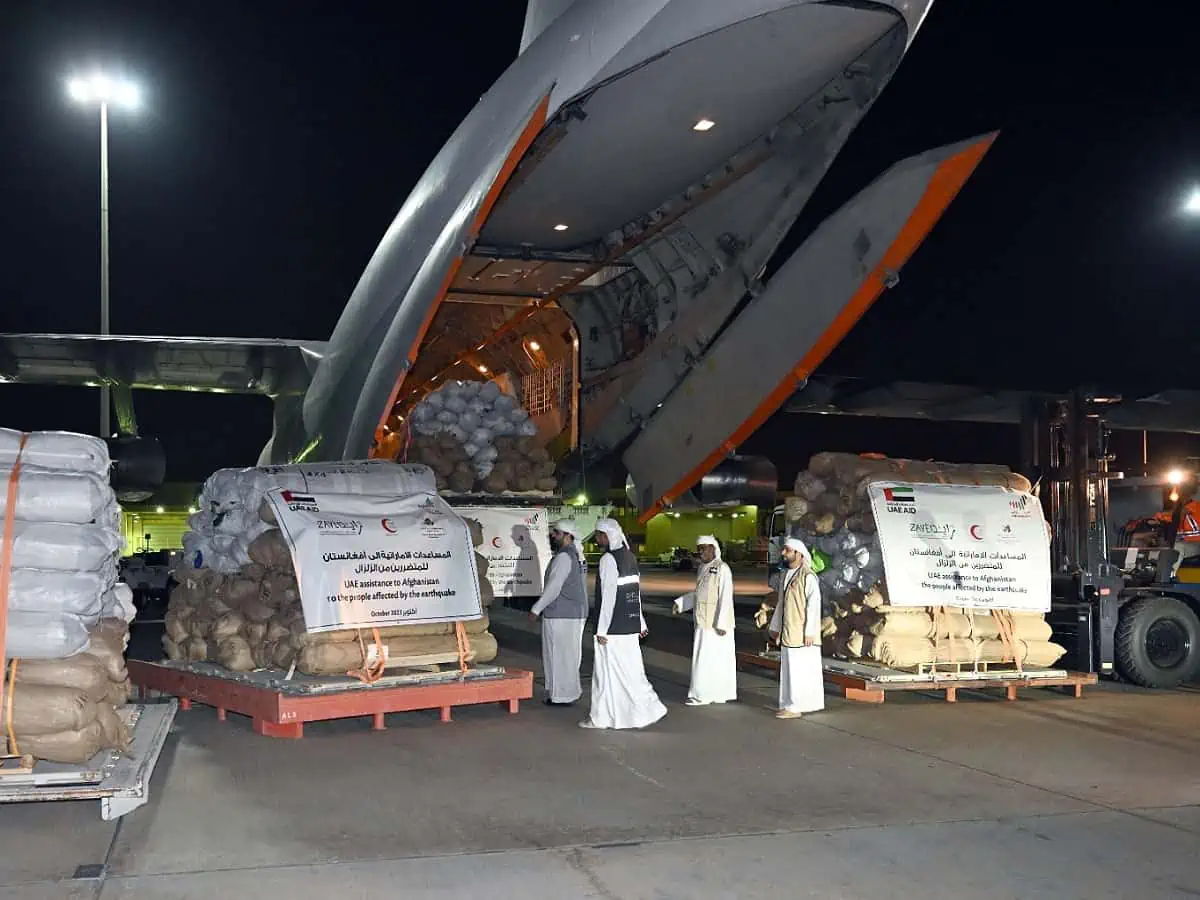 Relief airplanes taking food and medical supplies took off on Friday.