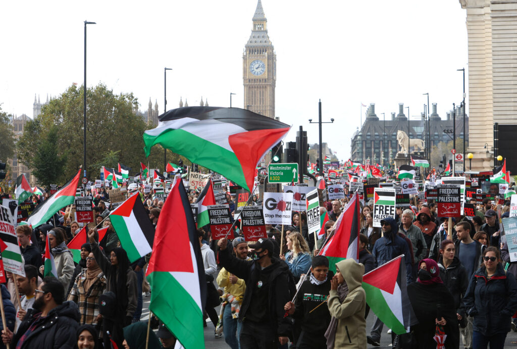 Six people have been arrested following a pro-Palestinian protest in central London on Saturday.