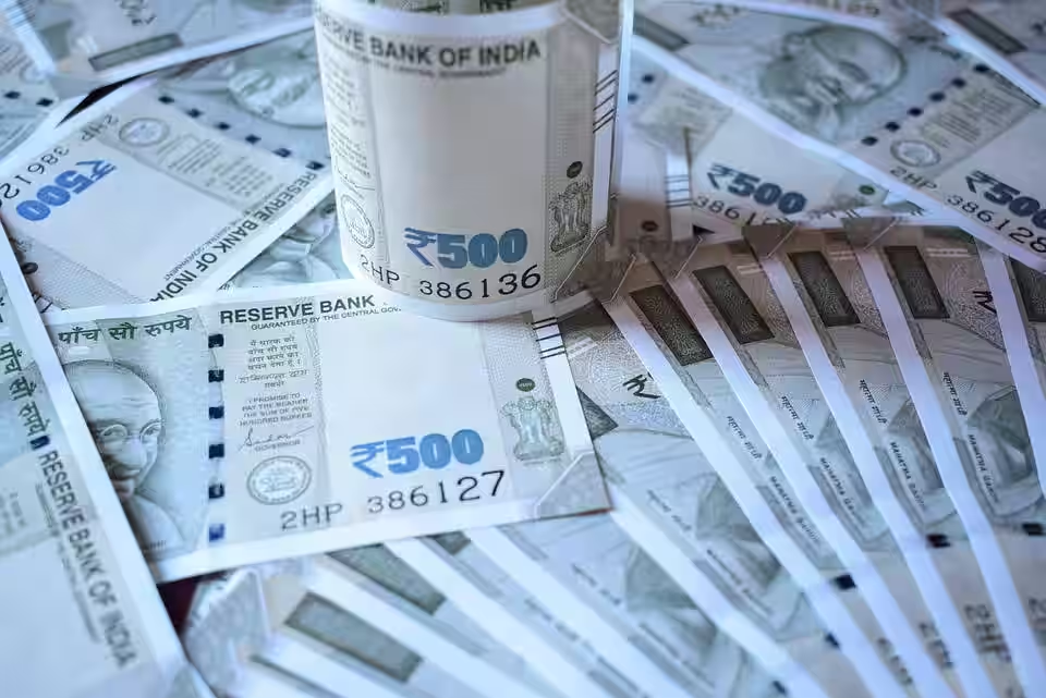 The Indian rupee rose on Monday, aided by a drop in US bond yields and a falling US dollar.