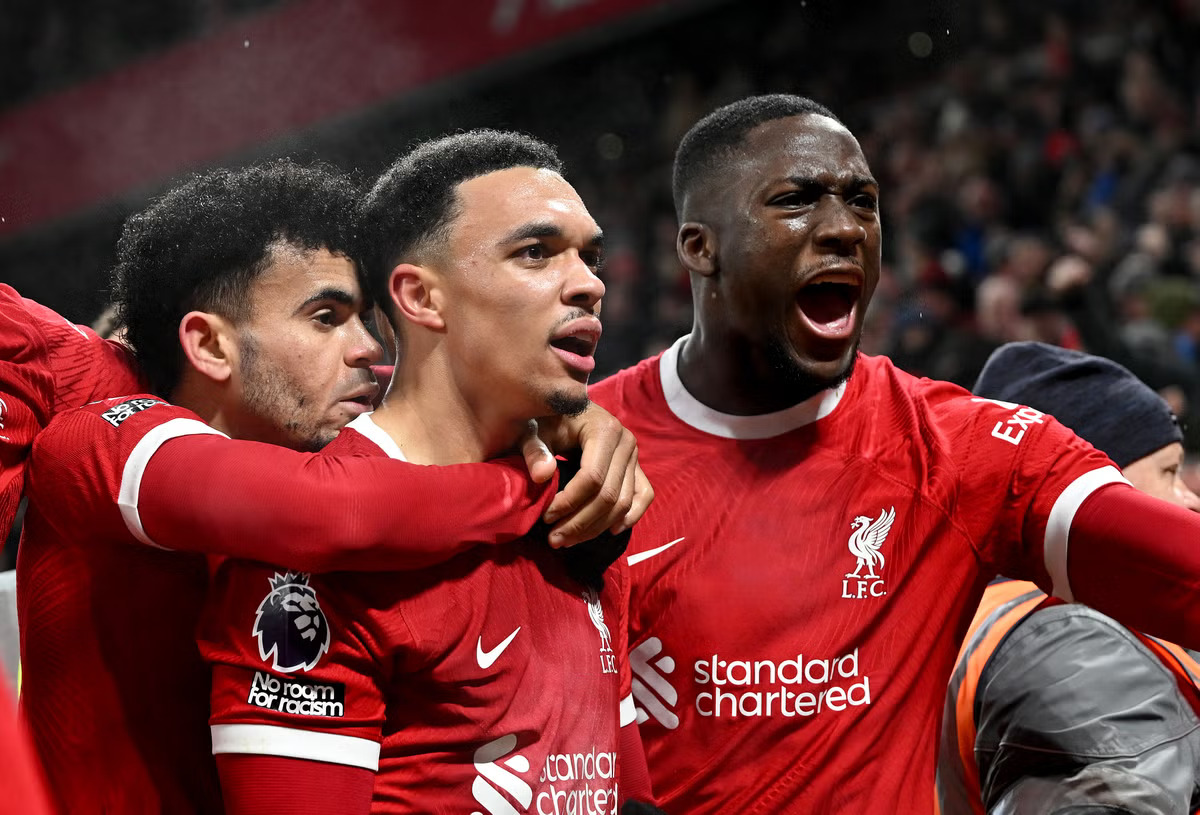 Trent Alexander-Arnold netted an 88th-minute goal as Liverpool climbed a stunning late comeback to defeat Fulham in a seven-goal thriller at Anfield.