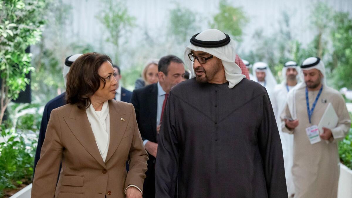 The UAE President and US Vice President meet on the sidelines of the COP28 conference in Dubai.