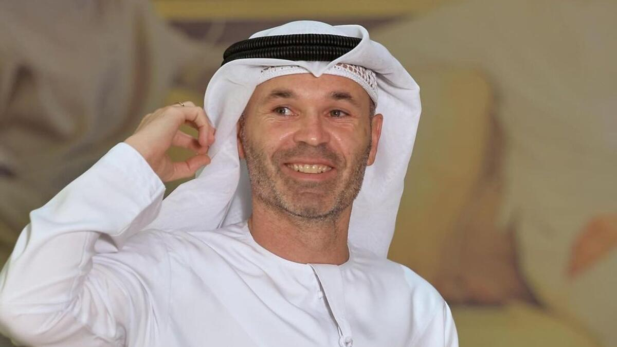 Andres Iniesta, a Spanish football legend, celebrated the 52nd UAE National Day spirit by sporting a traditional Emirati kandura.