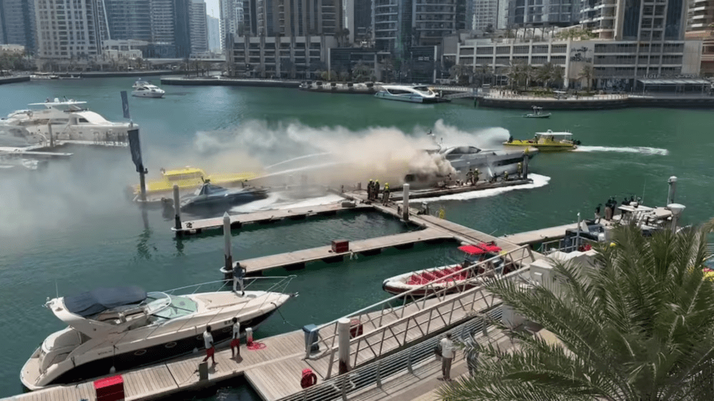 Firefighters Contain Blaze on Luxury Yacht in Dubai Marina