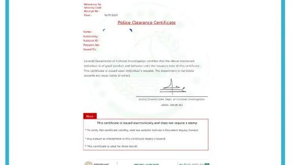 Police Clearance Certificate in Abu Dhabi