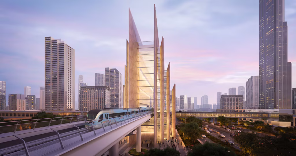 man behind Dubai Creek Harbour Metro station