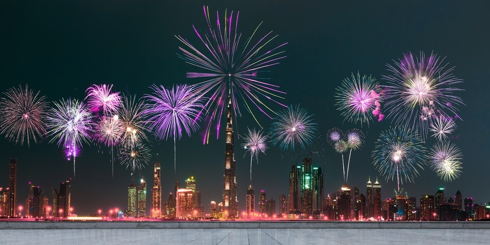 Dubai New Year fireworks and drone shows
