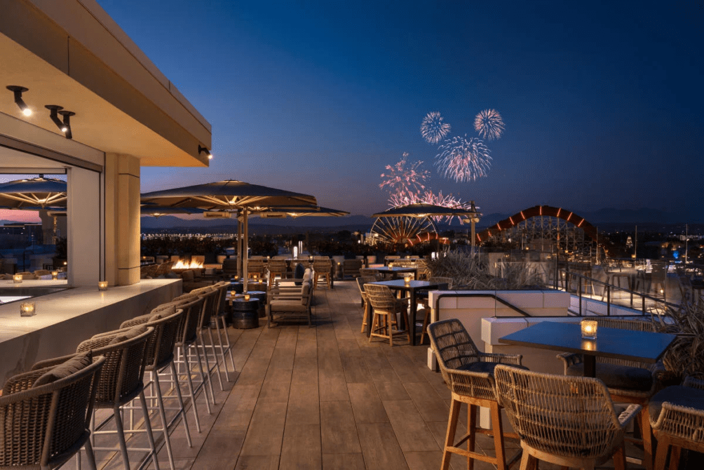 Hotel balconies with fireworks views