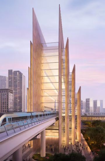 man behind Dubai Creek Harbour Metro station