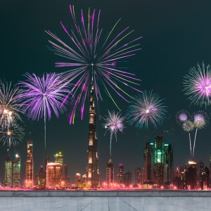 Dubai New Year fireworks and drone shows